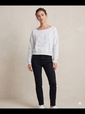 075 - Garage Monaco Off-Shoulder Sweatshirt Grey Oversized XS - 100% Cotton